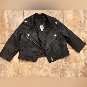 NWOT GAP Toddler Faux-Leather Moto Jacket Black 12-18 Months